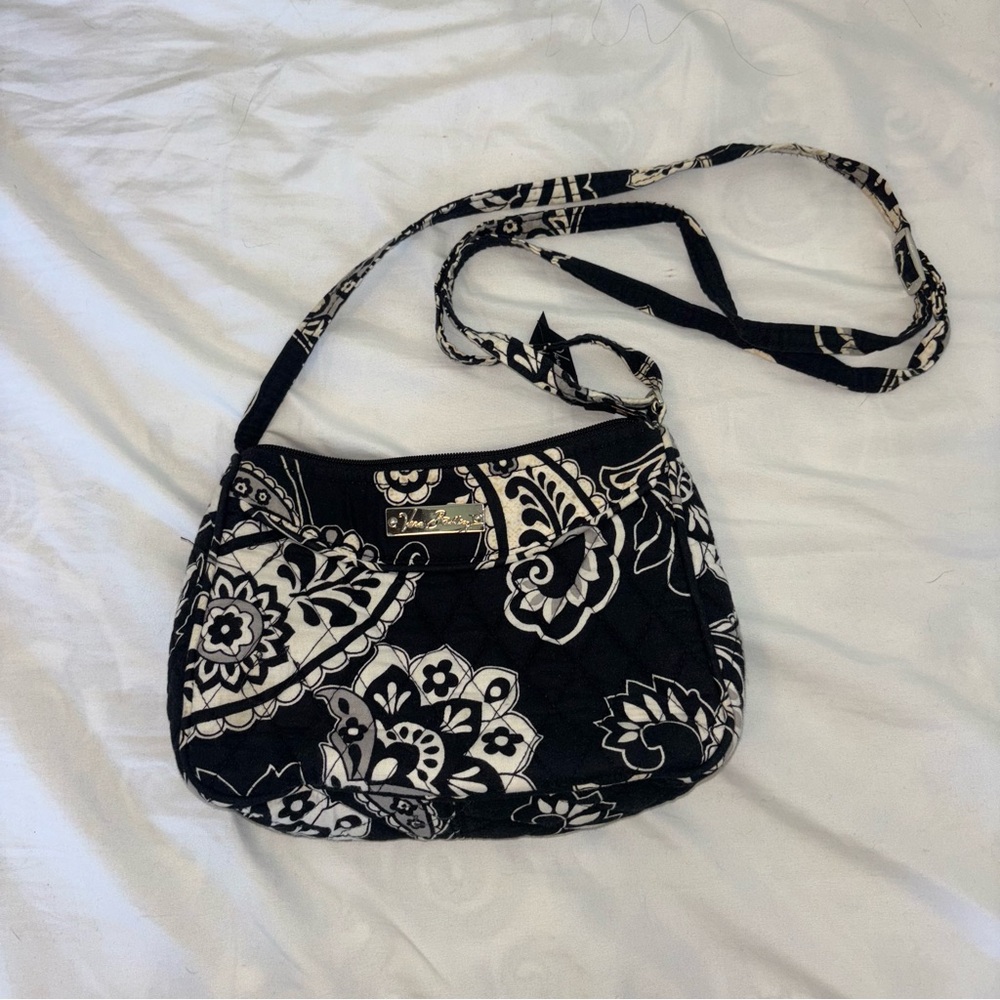 Vera Bradley Black and White Crossbody Bag with Paisley Design